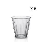Lot de 6 - Verre à eau 20 cl en verre trempé résistant transparent