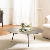 Macabane - james - Table basse ronde 100x100cm en aluminium noir mat - Noir