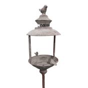 Mangeoire à oiseaux en métal gris clair 17 x 140 cm