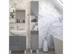 Meuble colonne de salle de bain moderne, gris