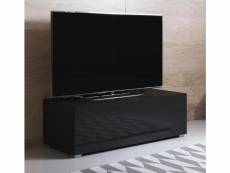 Meuble tv 1 porte | 100 x 32 x 40cm | noir finition brillante | suspendu ou sur pieds | modèle luke h1 TVSD031BLBLP-1BOX