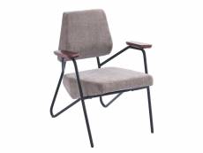 Nordlys - fauteuil de salon scandinave design pieds metal tissu marron