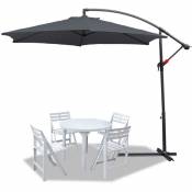 Parasol Ø350cm- parasol jardin, parasol deporté, parasol de balcon, gris - gris - Swanew