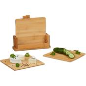 Planche à Découper Set de 4 Bambou Support Cuisine