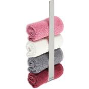 Porte-serviettes sans perçage, inox, barre autoadhésif pour la salle de bain, 36 cm, argenté - Relaxdays