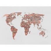 Poster Thème carte du monde en briques rouges - 360