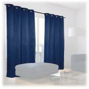 Rideaux jeu de 2, opaque, chambre à coucher, coupe-vue, rideaux d'assombrissement, HxL : 245 x 135 cm, bleu - Relaxdays