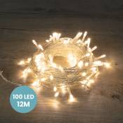 Skylantern - Guirlande Lumineuse 12M Intérieur et Extérieur 100 LEDs Blanc Chaud - Guirlande Lumineuse Sapin Cable Transparent avec 8 Modes et