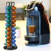 Support à capsules à café ,tournant Support à capsules à café,Distributeur de capsules,Grande capacité Peut contenir 40 capsules,en métal robuste,Fil
