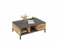 Table basse avec rangement ginny 60x90cm anthracite et chêne clair
