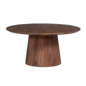 Table basse ronde collection RIMBAUD effet bois brun