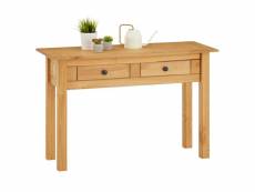 Table console cancun meuble d'appoint en bois avec 2 tiroirs, en pin massif finition teintée/cirée