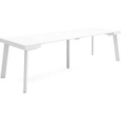 Table console extensible, Console meuble, 260, Pour 12 personnes, Pieds en bois, Style moderne, Blanc - Skraut Home