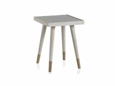 Table d'appoint carrée bois-blanc - moniccella - l 41.5 x l 41.5 x h 53 cm - neuf