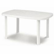 Table de jardin ovale en résine blanche Otello 140x80x72
