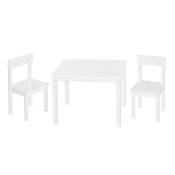 Table et 2 chaises pour enfant en bois blanc motif