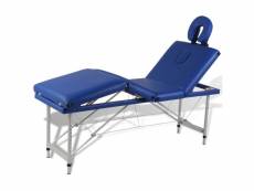 Table pliable de massage 4 zones avec cadre en inox bleu helloshop26 02_0001883