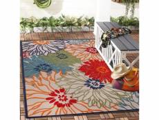 Tapis exterieur 60x110 cm rectangulaire chichekou multicolore terrasse, jardin adapté au chauffage par le sol