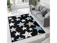 Tapiso bali tapis salon chambre moderne noir bleu gris etoiles 220x300 C516D BLACK/BLUE 2,20-3,00 BALI PP