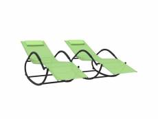 Vidaxl chaises longues à bascule 2 pcs vert acier