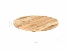 Vidaxl dessus de table bois de manguier solide rond 25-27 mm 40 cm 286004