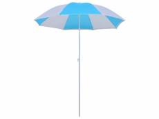 Vidaxl parasol de plage bleu et blanc 180 cm tissu 47807
