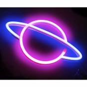 Abcrital - Planet Light Signs - Led Planet Neon Rose / Bleu Appliques Murales Planet Neon Sign, Batterie Ou Décoration Planet Light Pour La Maison,
