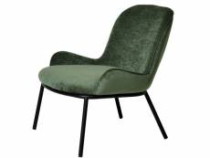 Alvin - fauteuil lounge, tissu chenillé sauge et pieds