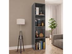 Bibliothèque|meuble tv meuble de rangement | meuble étagère gris brillant 36x30x143 cm aggloméré meuble pro frco99155