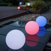 Boule LED solaire 40 cm, lampe sphère 7 couleurs RGB,