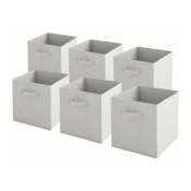 Box And Beyond - Lot de 6 bacs de rangement intissés pliables - Gris Nuage - 27x27x27cm