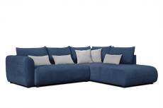 Canapé d'angle droit 5 places bleu avec le couchage