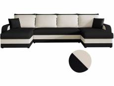Canapé panoramique "kris"- 304 x 140 x 80 cm - blanc-noir