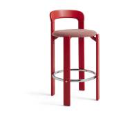 Chaise de bar en hêtre laqué et en textile rouge
