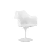 Chaise de salle à manger avec accoudoirs - Chaise pivotante blanche -Tulipan Blanc - PP, Cuir végétalien, Métal - Blanc