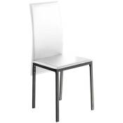Chaise en simili cuir blanc et métal laquée gris argent