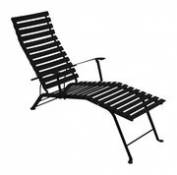 Chaise longue pliable inclinable Bistro métal noir réglisse / Accoudoirs - Fermob noir en métal