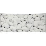 Deladeco - Tapis blanc moderne galet pour cuisine en pvc Lerwick Blanc 66x240 - Blanc