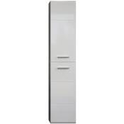 Ebuy24 - Riva armoire de salle de bain suspension murale, 1 porte, 1 claquement de porte, blanc brillant, gris.