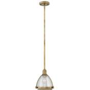 Elstead - Quintatesse Hanging Lamp Elroy E27 40W Steel, laiton Verre côtelée transparente h: 25 cm Ø24.8 cm à la hauteur dimmable réglable