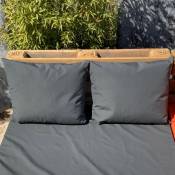 Ensemble de 2 coussins outdoor pour salon palette - Anthracite - 50 x 60 cm