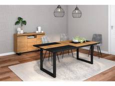 Ensemble de meubles de salon - table 200 bicolore pieds u 10 convives - crédence-buffet 140 tall - chêne et noir - style industriel 1113_985