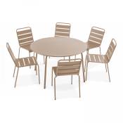Ensemble table de jardin ronde et 6 chaises en métal