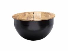 Finebuy table basse mango en bois massif metal noir