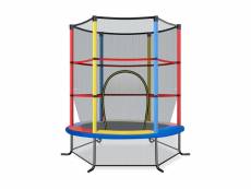 Giantex trampoline de jardin pour enfants ø165 × 1,60h cm avec filet de protection,appuis de ressorts et structure en acier coloré