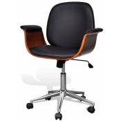 Helloshop26 - Fauteuil chaise siège de bureau luxe pivotant ergonomique avec accoudoir bois et noir - Bois