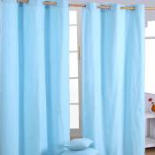 Homescapes - Paire de rideaux à œillets Uni Bleu