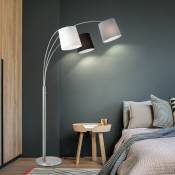 Lampe à arc lampadaire de salon noir blanc gris lampadaire trois flammes abat-jour en tissu, 3x E27, LxH 100 x 190 cm