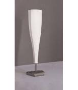 Lampe de Table Java Big 1 Ampoule E14, nickel satiné/verre blanc dépoli