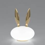 Lampe de table Purr Lapin / Céramique plaquée or & verre - Moooi blanc en verre
